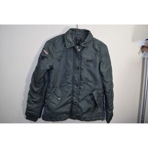 Forever 21 ARMY Green Bomber Jacket Womens M Military MEDIUMWEIGHT **FLAW